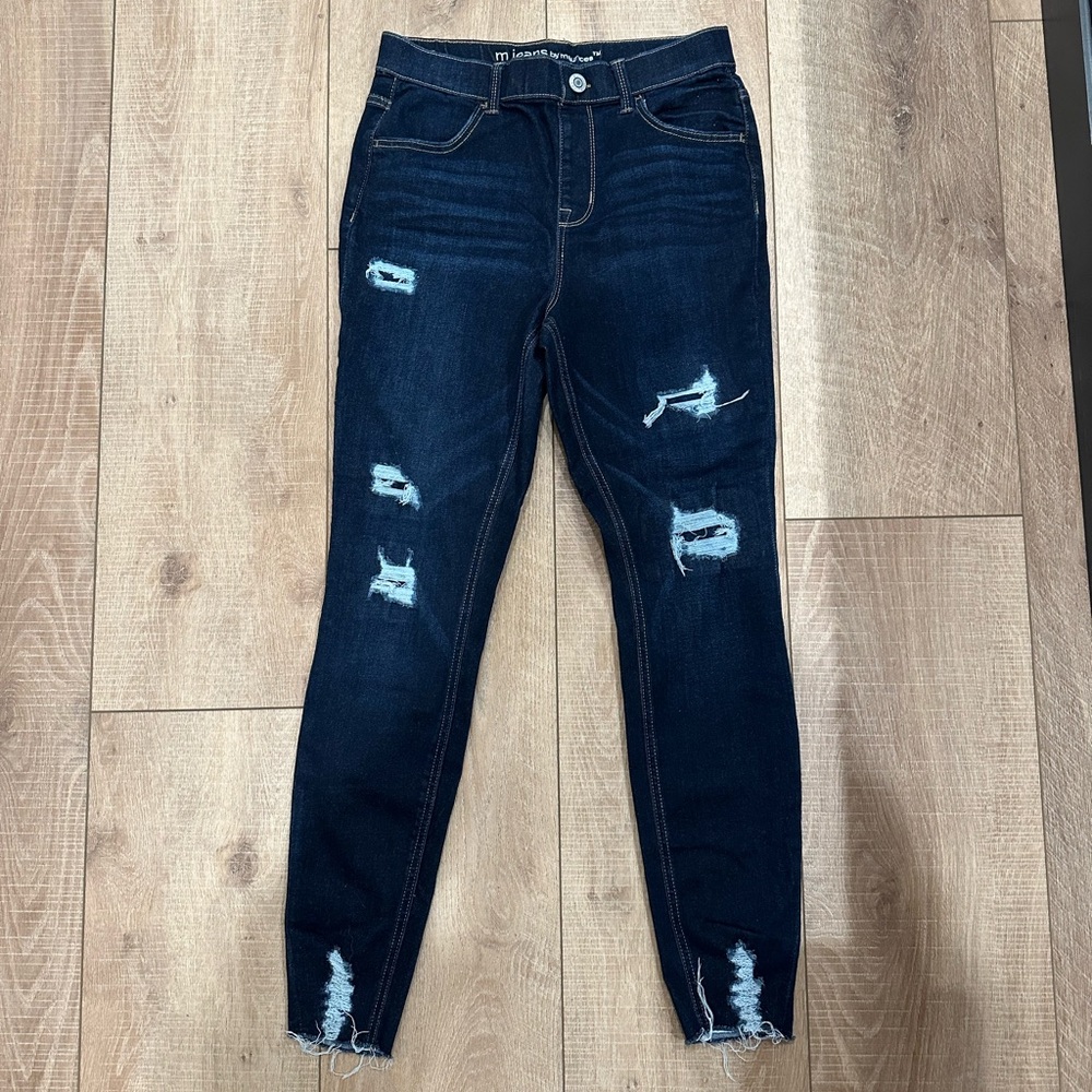 Maurices Dark Blue Distressed Skinny Jeans